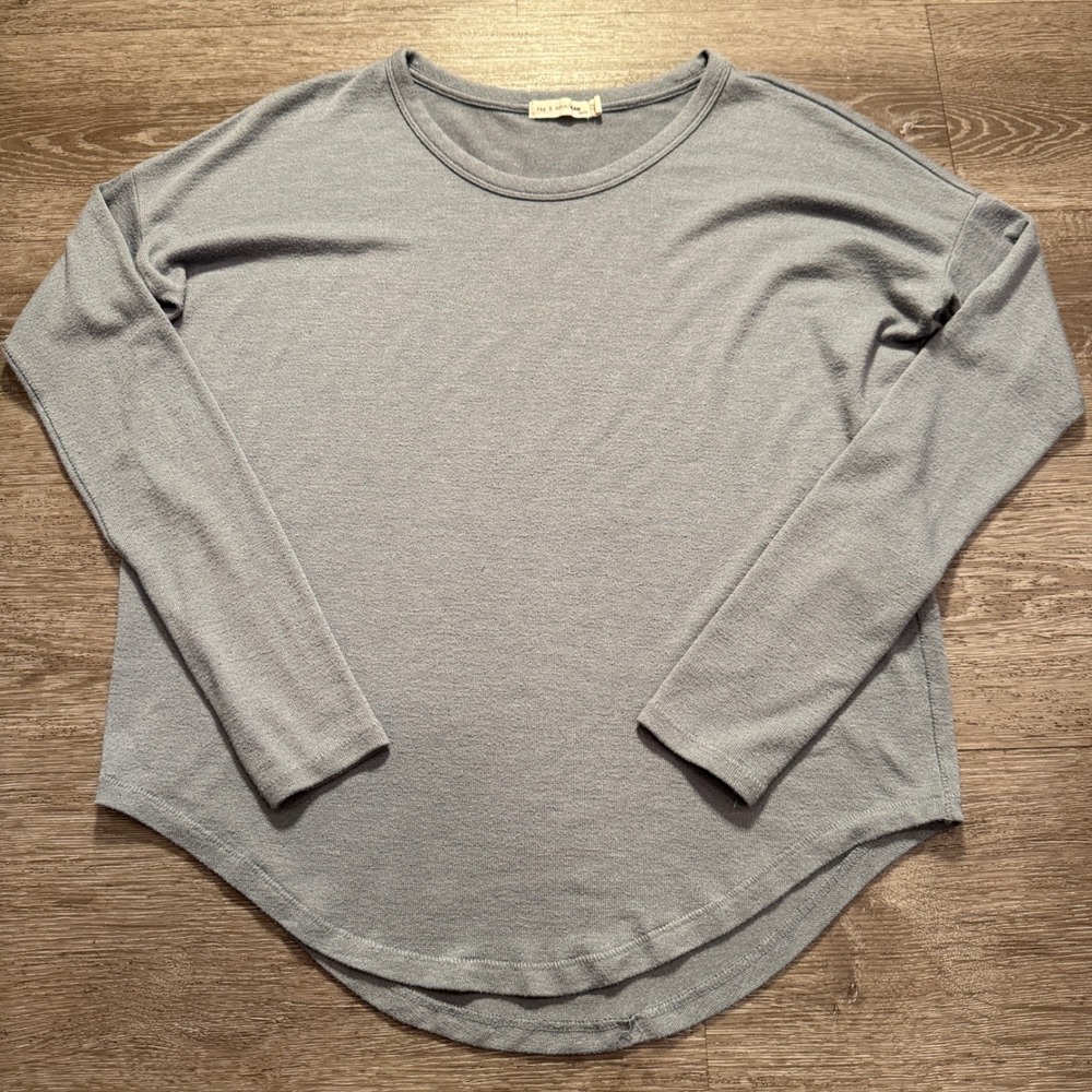 Rag & Bone Top Womens XS Gray Rayon Blend Curved Hem The Knit Long Sleeve Tee